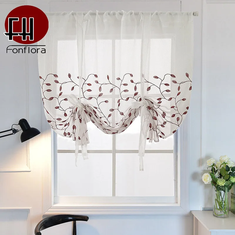 Короткие занавески с цветочной вышивкой для кухни римские гостиной спальни