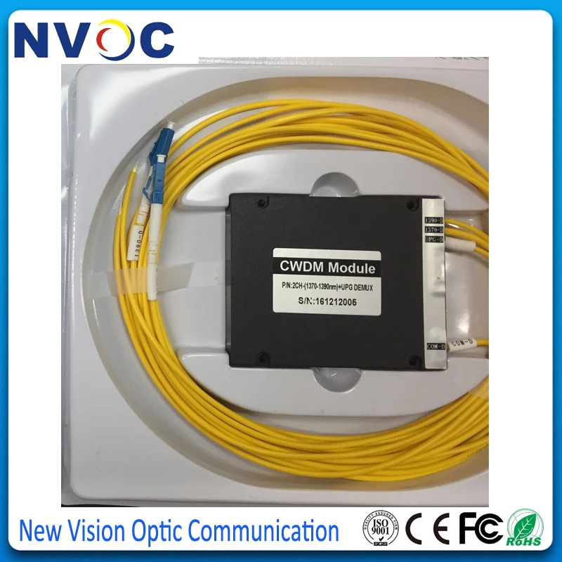 Волоконно оптический 2 канальный модуль 1x2ch CWDM Mux Demux 1370 нм 1390 SM SX 0 мм 1 м LC/UPC корпуса