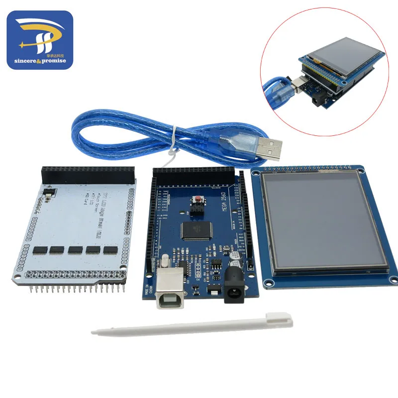 3," TFT lcd сенсорный+ TFT 3,2 дюймовый экран+ Мега 2560 R3 с usb кабелем для Arduino комплект