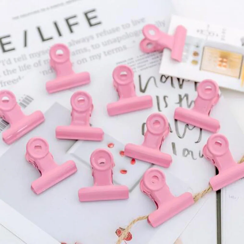 1pcs Colored Metal Binder Clips Pink Clamp For Office School Paper Bills Receipt Organizer Binding Supply | Канцтовары для офиса и