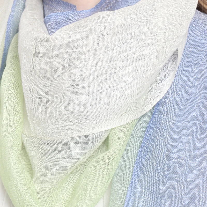

silk cashmere linen blend woven women fashion gradient color luxury scarfs shawl pashmina 60x240cm super thin