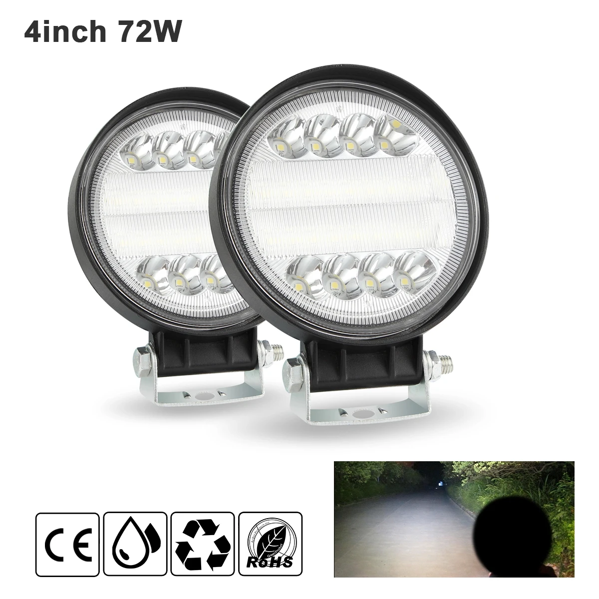 Новый 72W 4-дюймовый светодиодный автомобильный фара для внедорожников, грузовиков, лодок, фара джипа, автоматические лампы сигнала, противотуманные фары, круглые фары для ходьбы.