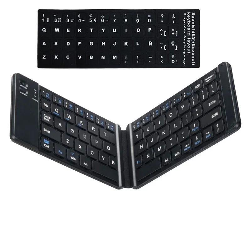 Spanish Kemile бизнес Складная Bluetooth клавиатура BT беспроводная складная клавиатура для iPad IOS/Android/Windows планшет Русский Испанский Арабский - Цвет: Spanish