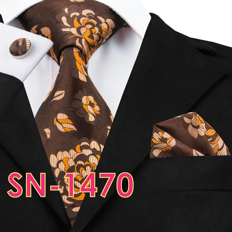 SN1470 SN-1004 Черный Фиолетовый Новинка галстук, носовой платок, запонки наборы Для мужчин's шелковые галстуки для Для мужчин формальный свадебный вечерний для жениха - Цвет: SN1470