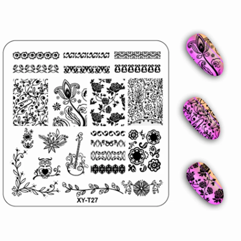 

New Flower Plant Pattern Image plastic Nail Stamping Plates 6*6cm Square Stencils for Nails Stamping Nail Art tools 1 pc