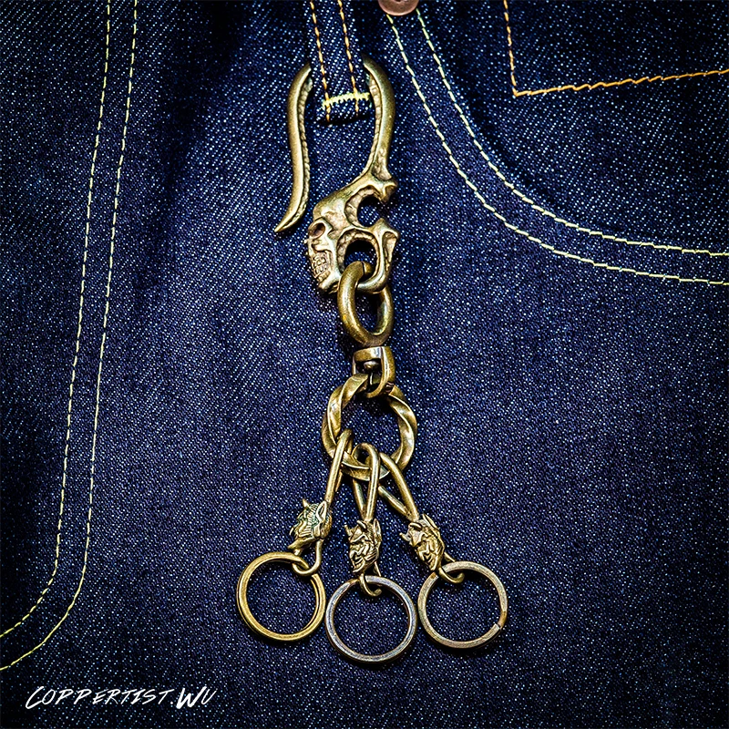Coppertist. wu винтажный панк рок бронзовый цвет Скелет металлический брелок кольцо