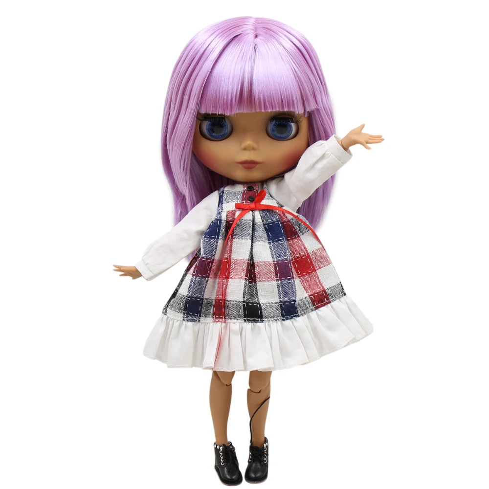 Фабрика blyth кукла 1/6 bjd шарнир тело темная кожа матовое лицо, жирные фиолетовые волосы, голые куклы 30 см BL2137