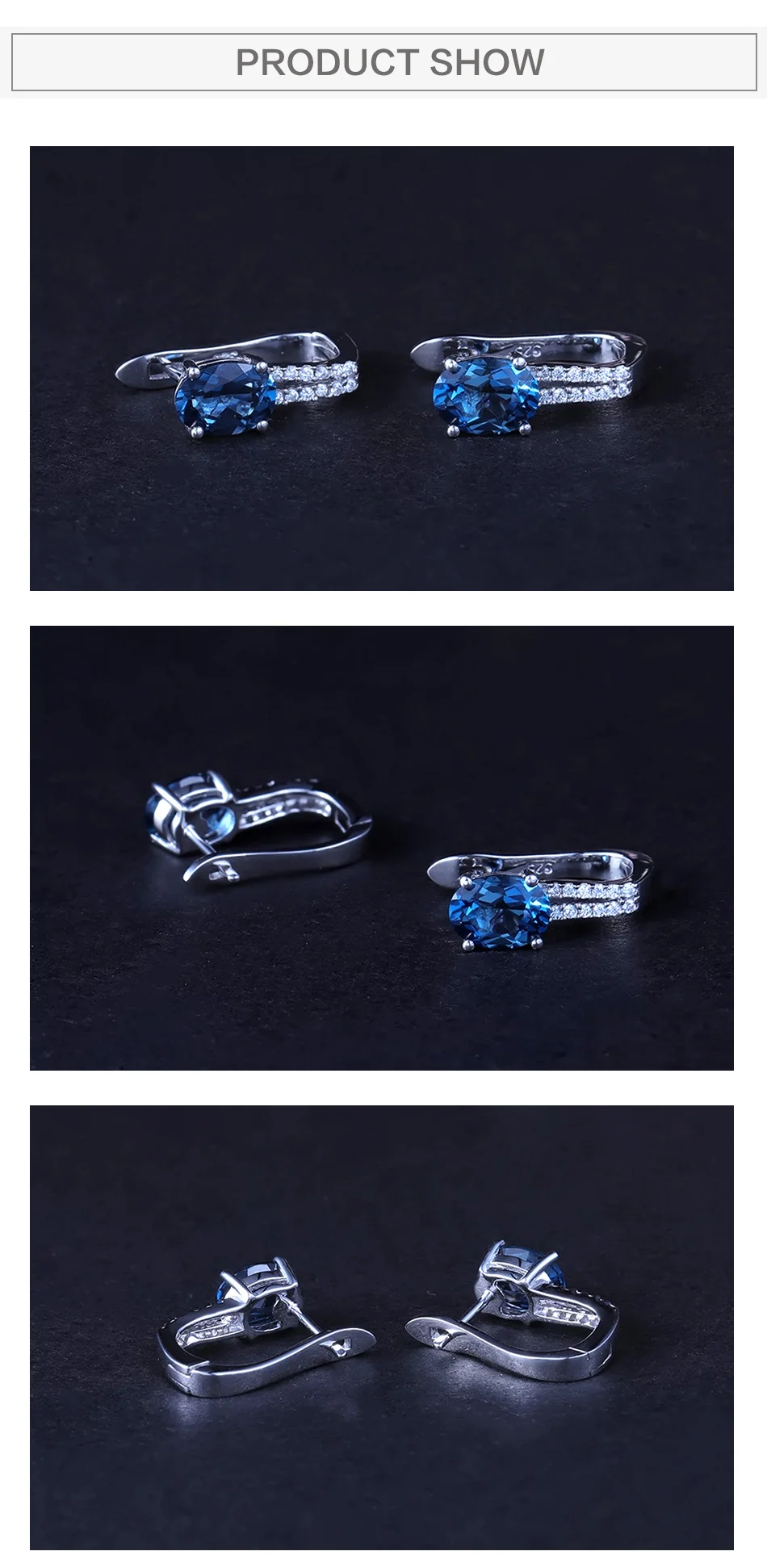 GEM'S BALLET 3.15Ct натуральный Лондонский голубой топаз серьги трендовые тонкие 925 пробы серебряные серьги-гвоздики для женщин элегантные ювелирные изделия