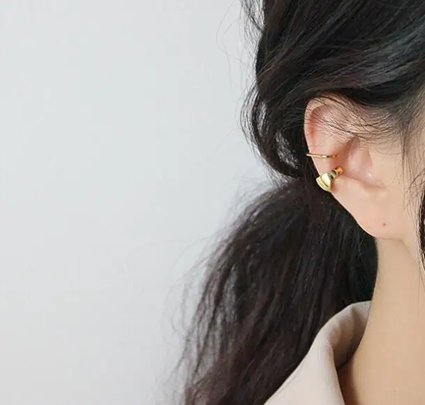 GOLD SHANICE INS 925 пробы серебряные минималистичные серьги-клипсы для ушей без пирсинга для женщин девушек - Окраска металла: GOLD