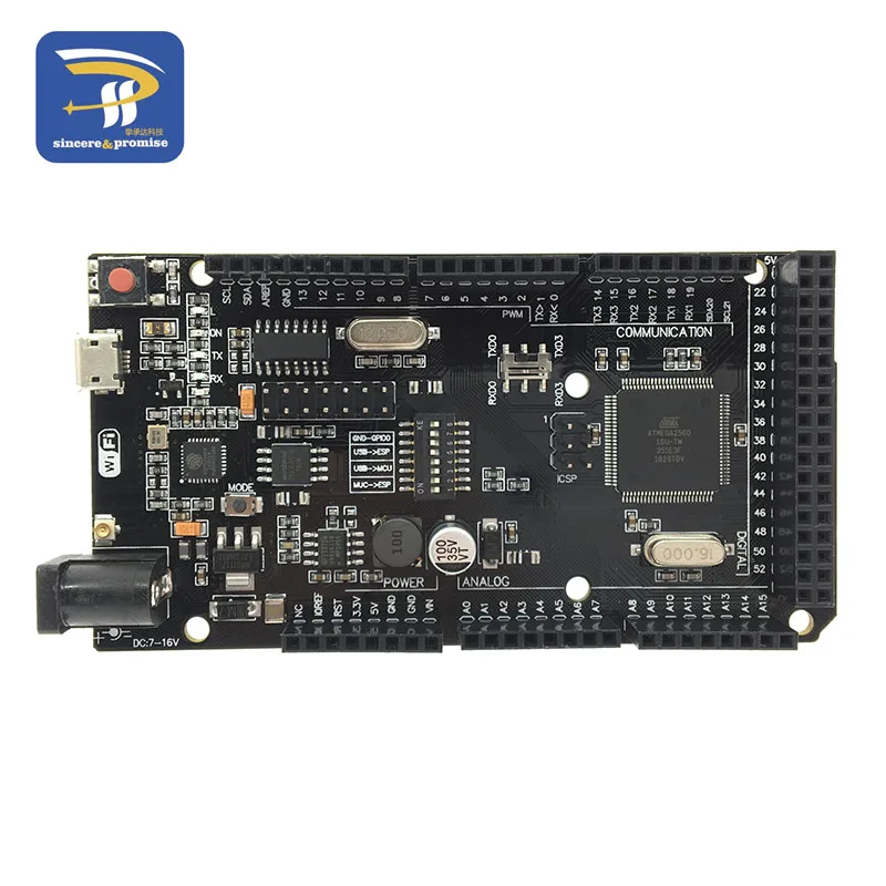 Mega2560 + Wi Fi R3 ATmega2560 ESP8266 32Мб оперативной памяти USB TTL CH340G. Совместимость с Arduino Mega