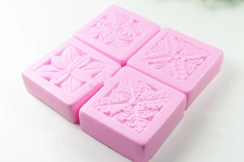 4 отверстия квадратный цветок силиконовые формы для мыла DIY ручной работы Carft 3D мыло силиконовые формы форма для изготовления свечей украшения торта инструменты