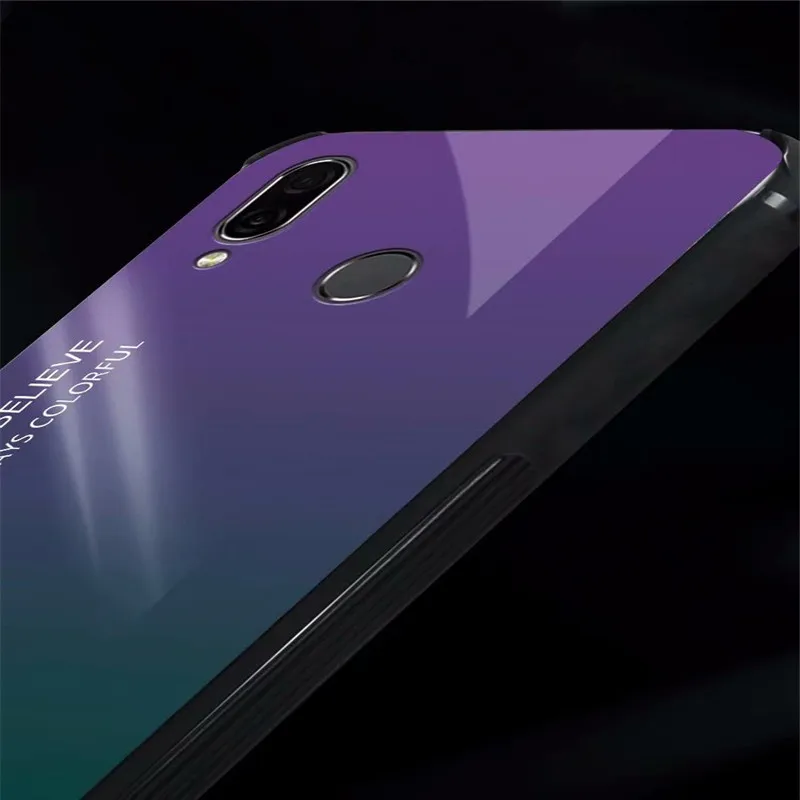 Чехол для Huawei Honor 8X 8 X роскошный градиентный жесткий чехол из закаленного стекла с