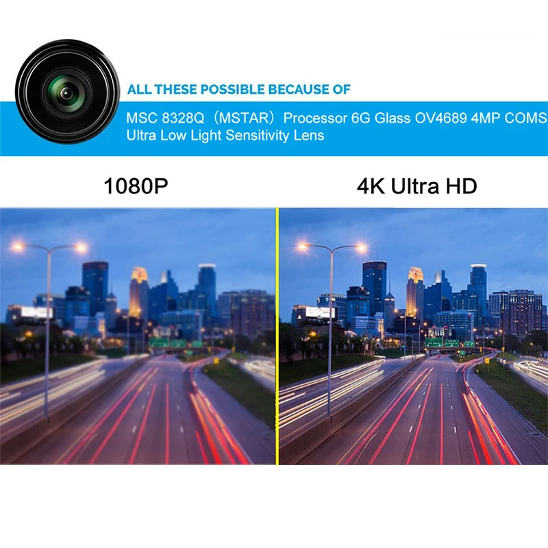 Автомобильный видеорегистратор AfmoDVR 4 K Dash Cam с двойным объективом wifi камера