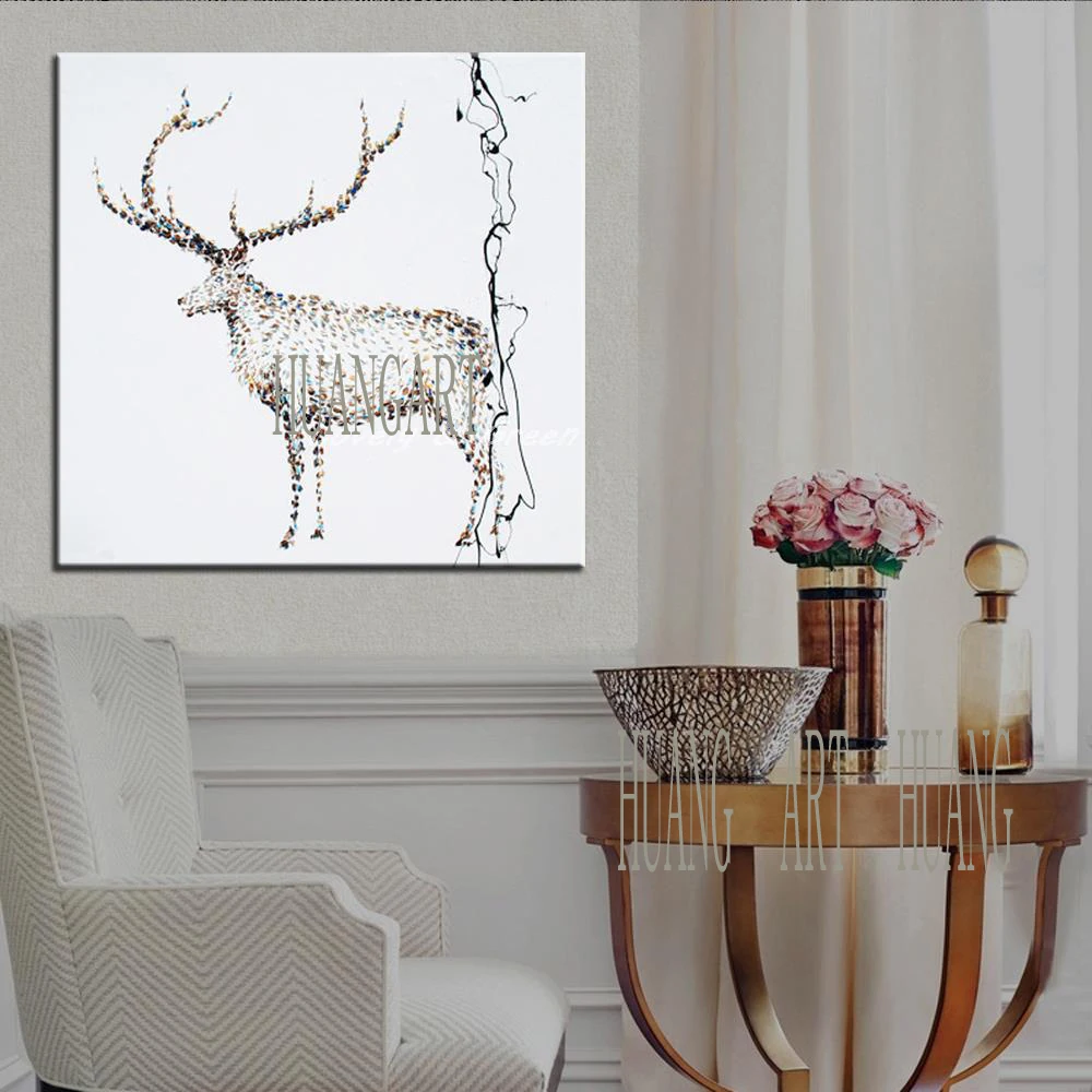 

Hot Sale Large Handmade Giraffe Modern Home Decor Wall Art Pictures Hand-painted Abstract Animal Oil Painting On Canvas