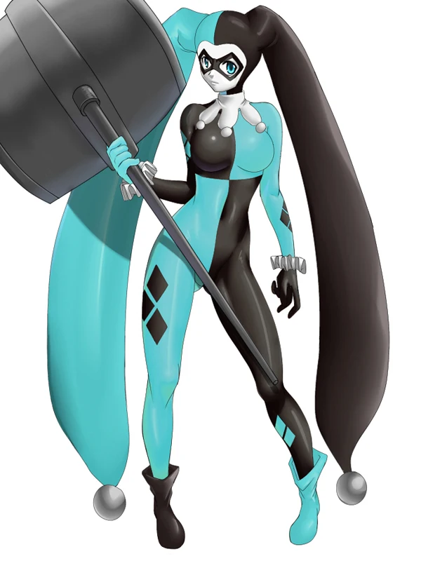 Новый популярный костюм Мику Harley Quinn из лайкры и спандекса синего черного цвета