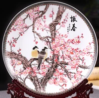 exquisite chinese famille rose porcelain plate painted with birds and peach flowers