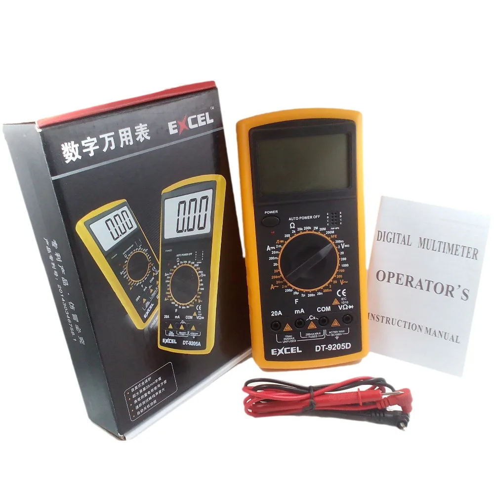 EXCEL DT9205D Цифровой мультиметр транзистор усиления тестер постоянной ёмкости