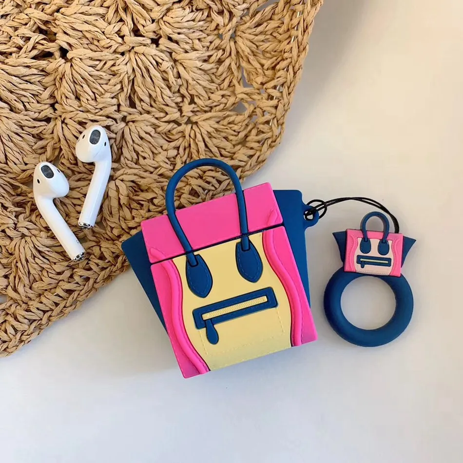 190 F Bear Earphone Case for Airpods Case Cute Silicone Cover for Apple Air pods 2 Headphone Case For Earpods Ring Strap Accessories - Цвет: 190 F