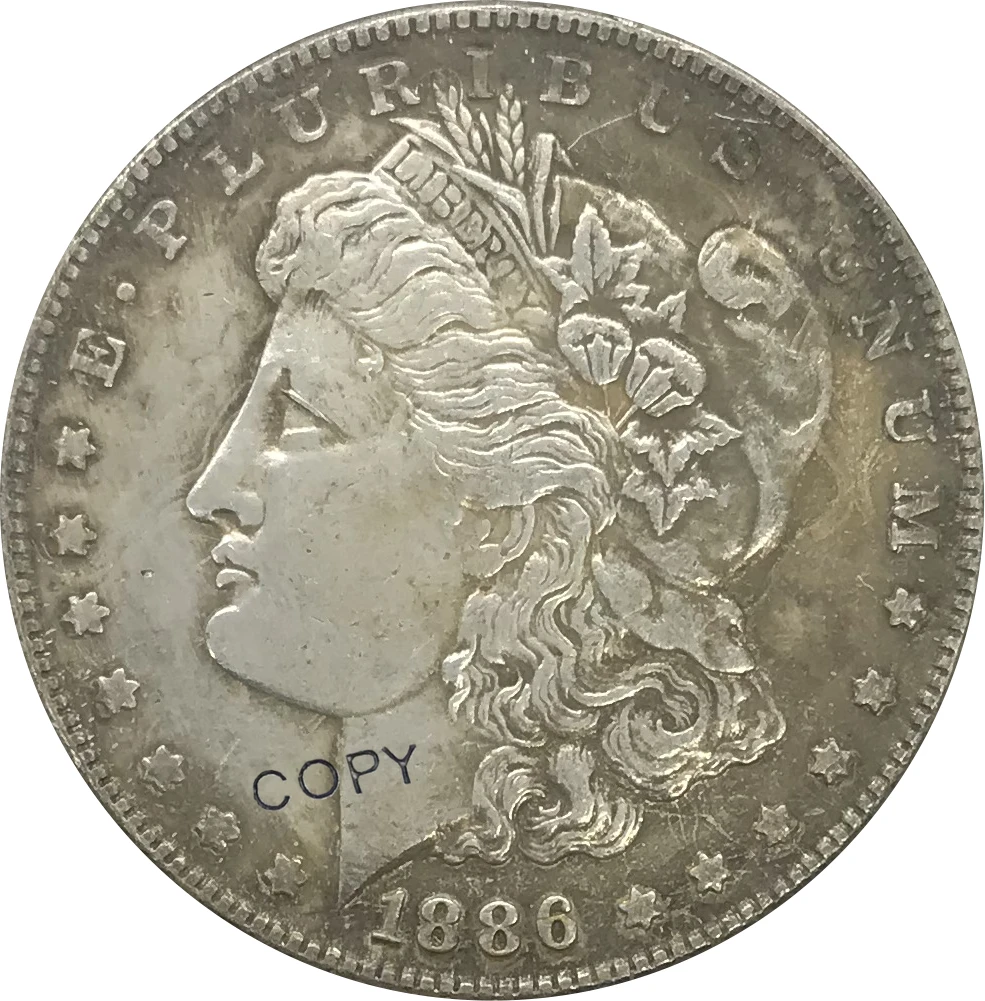 

O 1886 США Morgan 1 1 доллар Мельхиор Посеребренная копия монеты