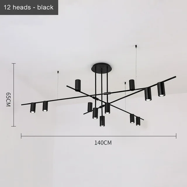 12 Heads-Black Скандинавский пост-современный нестандартный подвесной светильник ровные цилиндры гостиная столовая спальня индивидуальные подвесные лампы - Цвет корпуса: 12 Heads-Black