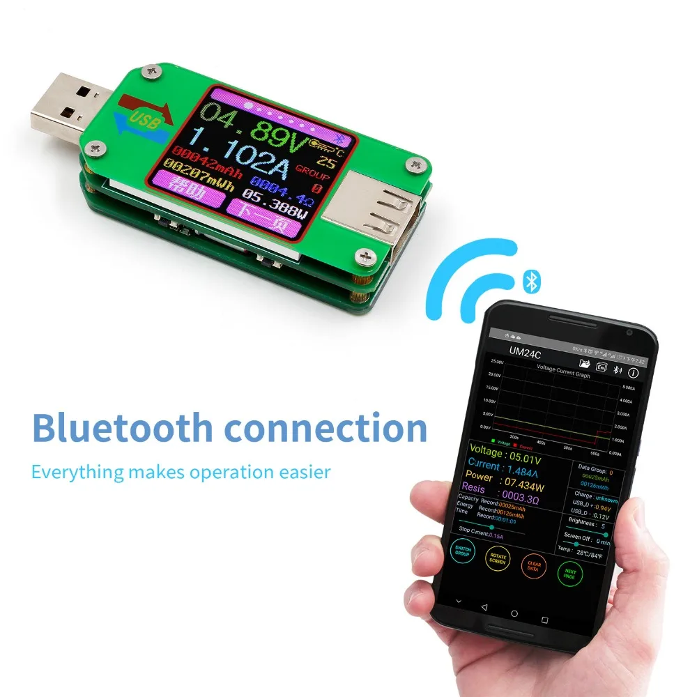 UM24 UM24C для приложения USB 2 0 ЖК дисплей Вольтметр Амперметр заряда батареи