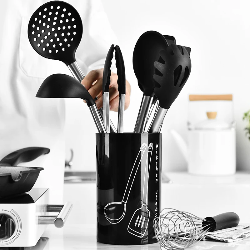 

5/9PCS Stainless Steel Food-Grade Silicone Spoon Soup Ladle Egg Beater Spatula Turner Strainer Kitchen Tools Cooking Utensil Set
