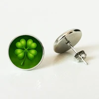 four leaf clover earrings exquisite lucky grass earrings convex round ear studs to a friends gift stud earrings jewelry