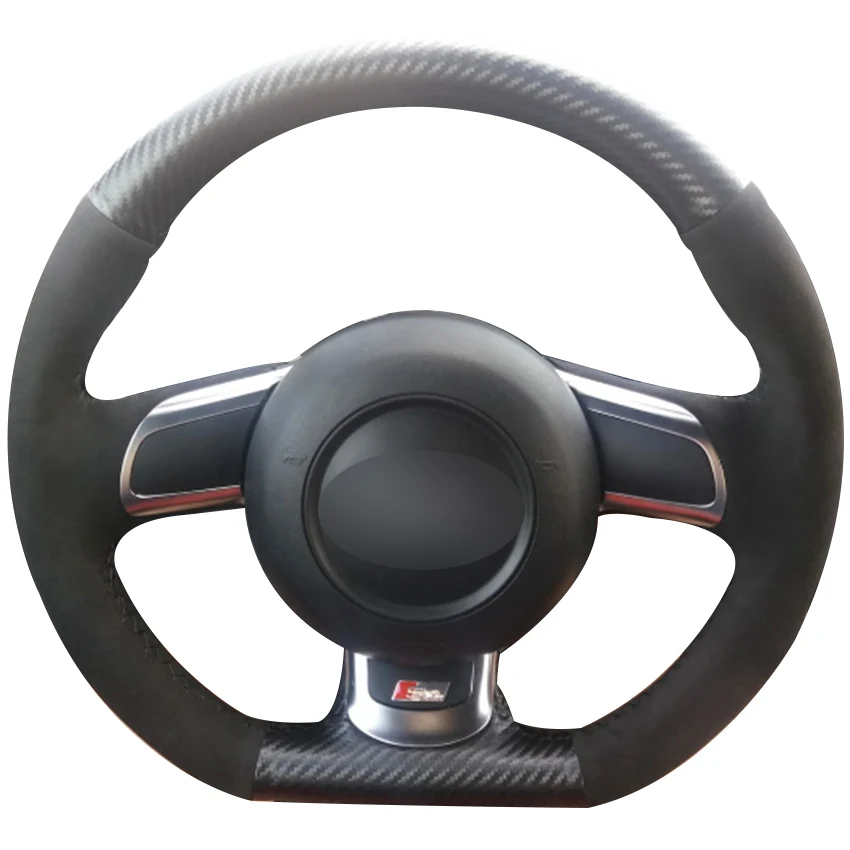 

Carbon Fiber Leather Black Suede Car Steering Wheel Cover for Audi TT 2008-2013