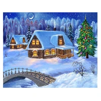 stocks snow nature christmas tree diy diamond painting kits diamond embroidery snowhouse christmas tree diamond mosaic