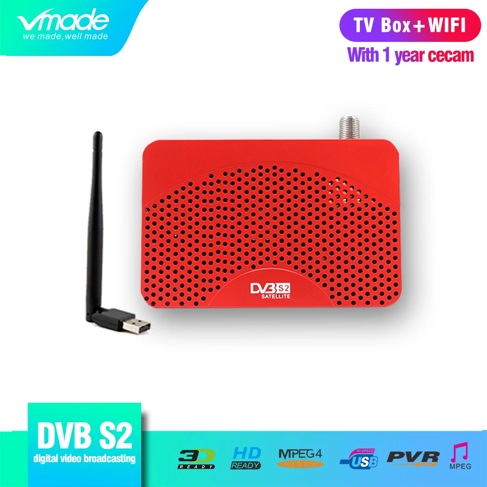 Vmade DVB S2 Цифровой спутниковый ТВ приемник тюнер H.264 MPEG 2/4 HD 1080p телеприставка + 1 год