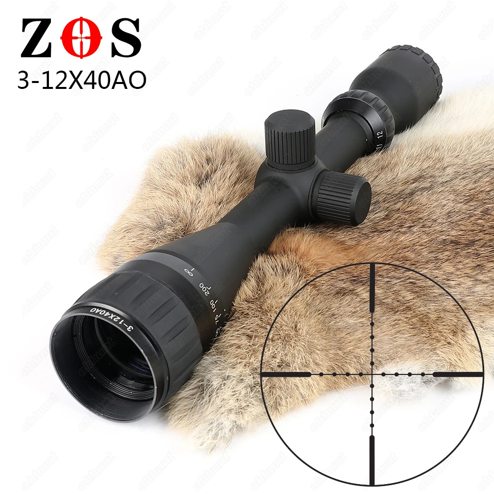 ZOS 3 12x40 AO Mil Dot Reticle Riflescope Классический тактический оружейный оптический прицел для