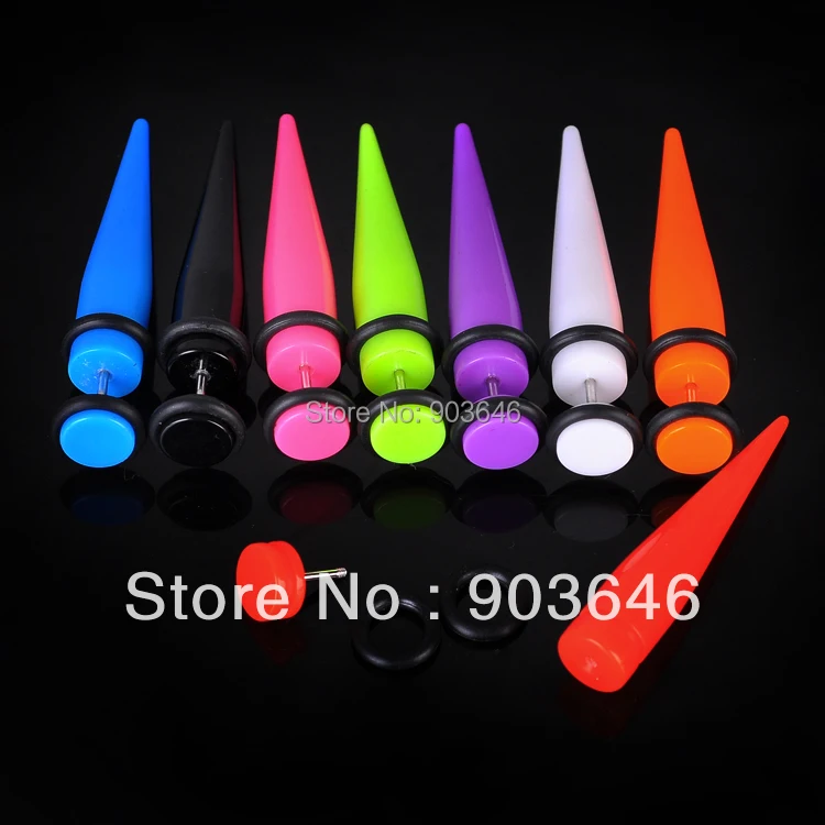 50 шт. акриловые красочные поддельные серьги-Эспандеры для ушей, серьги-Эспандеры, иллюзионные конусы для ушей 6 мм и 8 мм, серьги-гвоздики для пирсинга тела