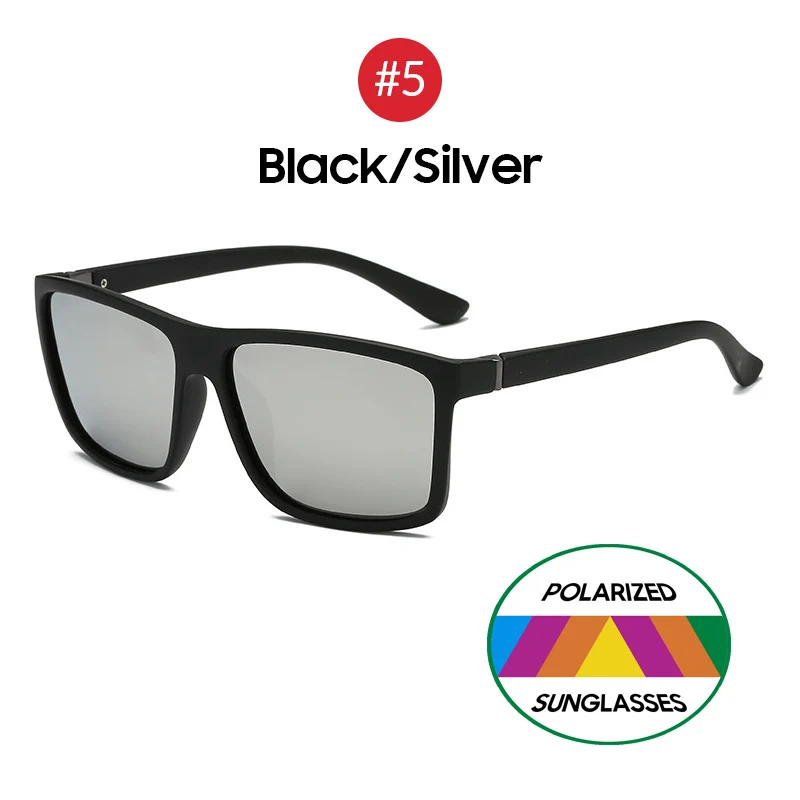 5 Black Silver VIVIBEE прямоугольные поляризованные мужские солнцезащитные очки, поляризационные Красные линзы, Винтажные Солнцезащитные очки для вождения, для женщин, UV400, трендовые очки - Цвет линз: 5 Black Silver