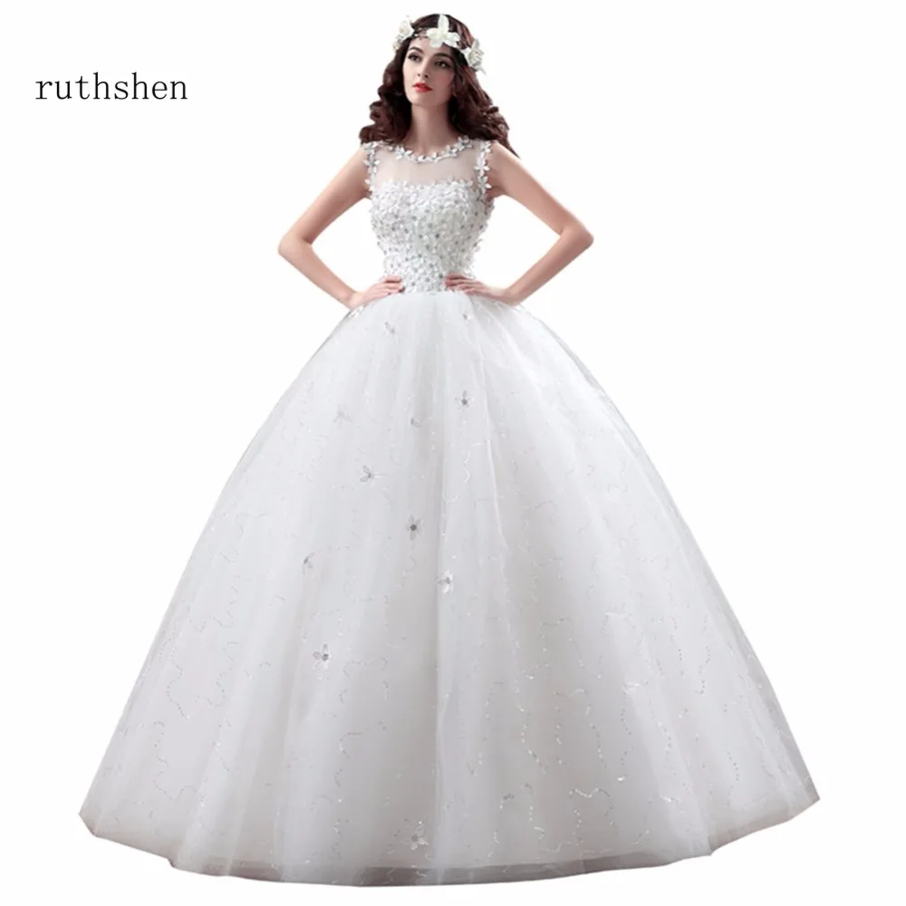 Ruthshen/бальное платье с бусинами Свадебные платья Vestido De Noiva Низкие без рукавов на