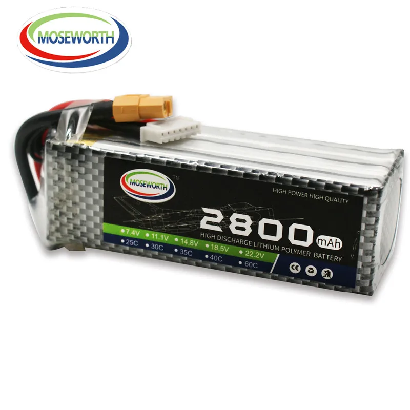 Moseworth 6 S RC Lipo Батарея 22.2 В 30C 2800 мАч для самолета rc автомобиля дроны лодка Quadcopter