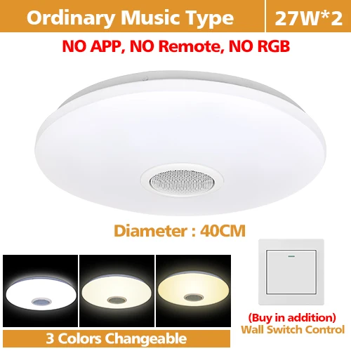 3 colors-BT-40cm Светодиодный, современный, RGB, потолочный светильник светодиодный, Круглый, для зала, с креплением на поверхность, с дистанционным управлением, для гостиной, спальни, светильник, 220 В - Цвет корпуса: 3 colors-BT-40cm