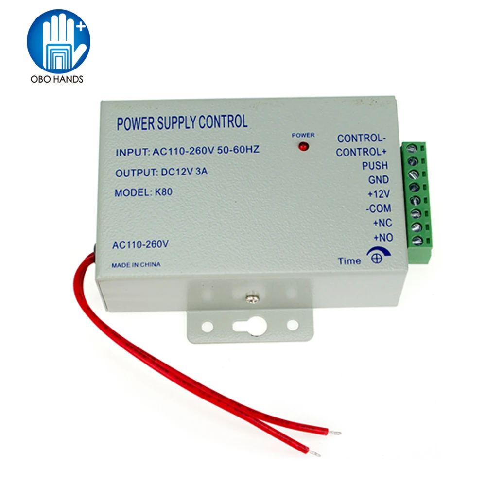 Металлический источник питания с контролем доступа DC12V/3A выход 110-260VAC входное напряжение с задержкой времени для всех видов электронный замок K80