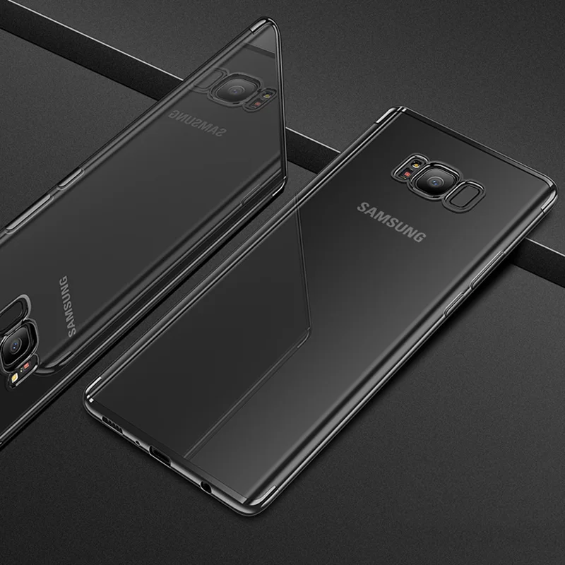 Black Прозрачный чехол с покрытием для samsung Galaxy S8, S9, S10, Note 8, 9, 10 Plus, J4, J6, A7,, J7 Prime, магнитное кольцо, силиконовый мягкий чехол - Цвет: Black