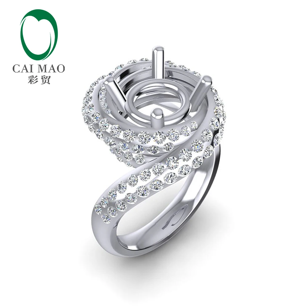 Caimao дизайн 8,5 мм круглый 14 к белое золото 1.15ct натуральный полный разрез Алмазный кольцевая заклепка