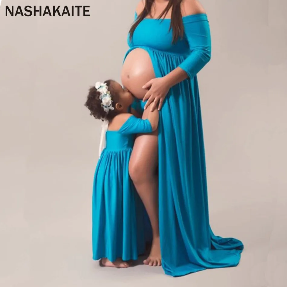 NASHAKAITE/одежда «Мама и я» однотонное длинное платье для беременных Платья для мамы и дочки г. Семейные комплекты ropa mama e hija