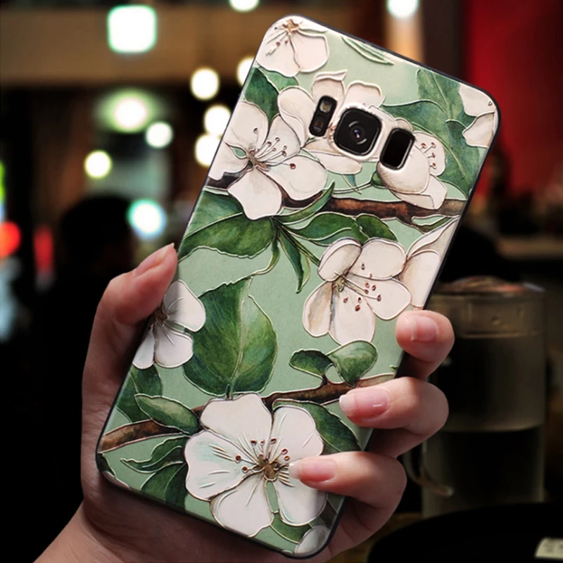 3D рельефный чехол с цветами для samsung Galaxy A50 A51 A71 A40 A70 A7 A5 A9 2018 2017 S11 S10 S8 S9 S6 S7 Edge Plus S11e