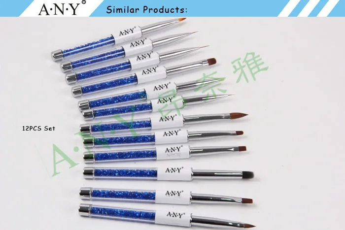 

Free Shipping ANY Clear Acrylic Handle 100% Pure Kolinsky Hair 3D Nail Brush With White Shinning Cap 2#6# Single Piece