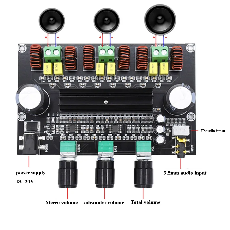 XH-M573 TPA3116D2 80W + 100W 2 1 Channel TPA3116 цифровой усилитель мощности | Электроника
