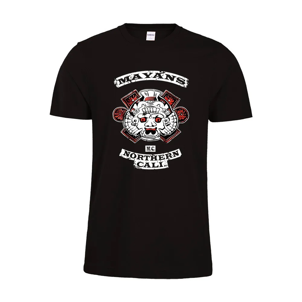 New Arrival Movie Mayans.MC Cosplay Costume Motorcycle Club High Quality Pinted Short Sleeve Shirt T-shirt Half | Тематическая