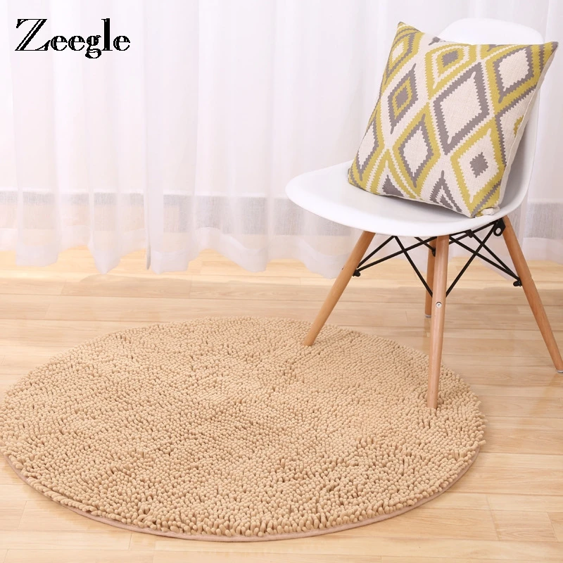 

Zeegle Soft Round Carpet for Living Room Washed Silk Anti-skid Rug Kids Room Decoration Mat