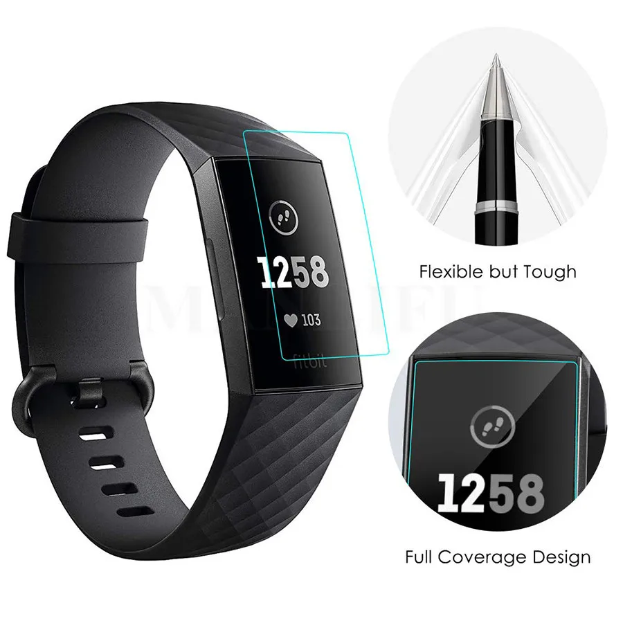 3 шт взрывозащищенный Мягкий ТПУ HD 9H для Fitbit Charge Полное покрытие Защитная пленка