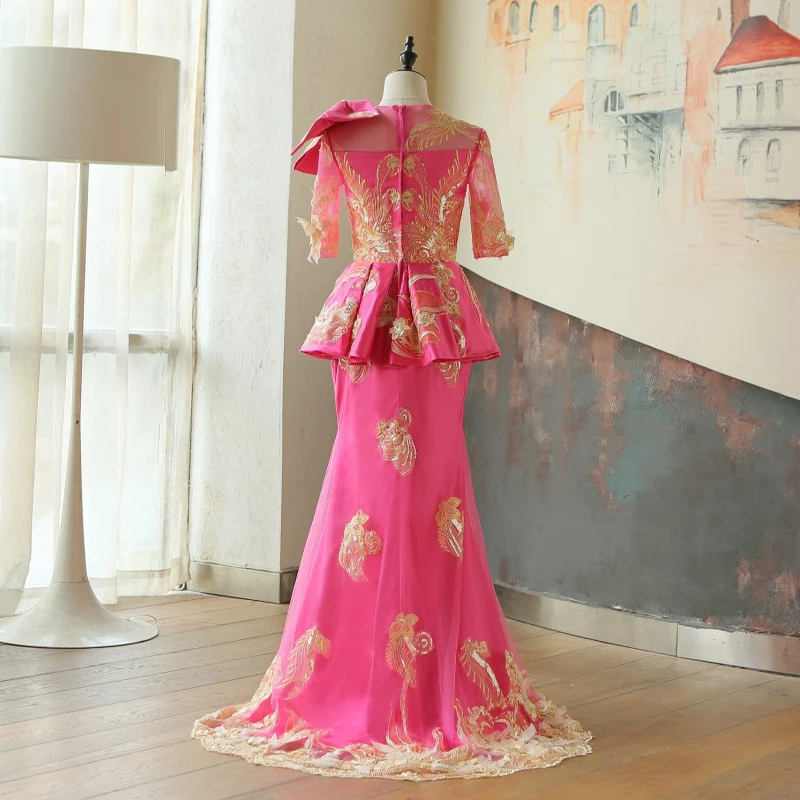 Aso Ebi/длинное вечернее платье в стиле Русалочки с золотыми аппликаторами