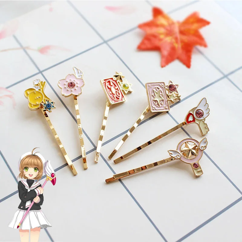 Card Captor SAKURA Wavy Hairpin Clips Enamel Bobby Pin Cosplay KINOMOTO SAKURA Women Hair Accesso Prop