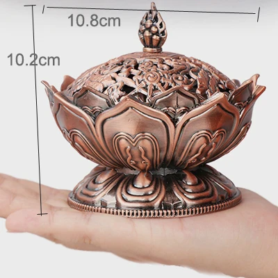 Large red bronze ERMAKOVA китайский сплав Будда благовония горелка цветок лотоса ладан держатель курильница для буддистского домашнего офиса украшения подарок - Цвет: Large red bronze