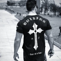 mens cotton t shirt men new gyms fitness workout t shirt man summer casual fashion personality print tees tops brand clothing